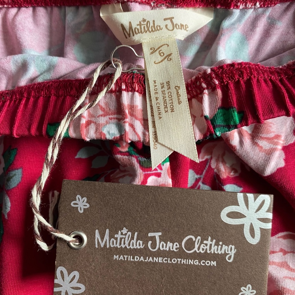 New with Tag Matilda Jane Dark Pink Floral Kids Bottoms - Picture 3 of 3